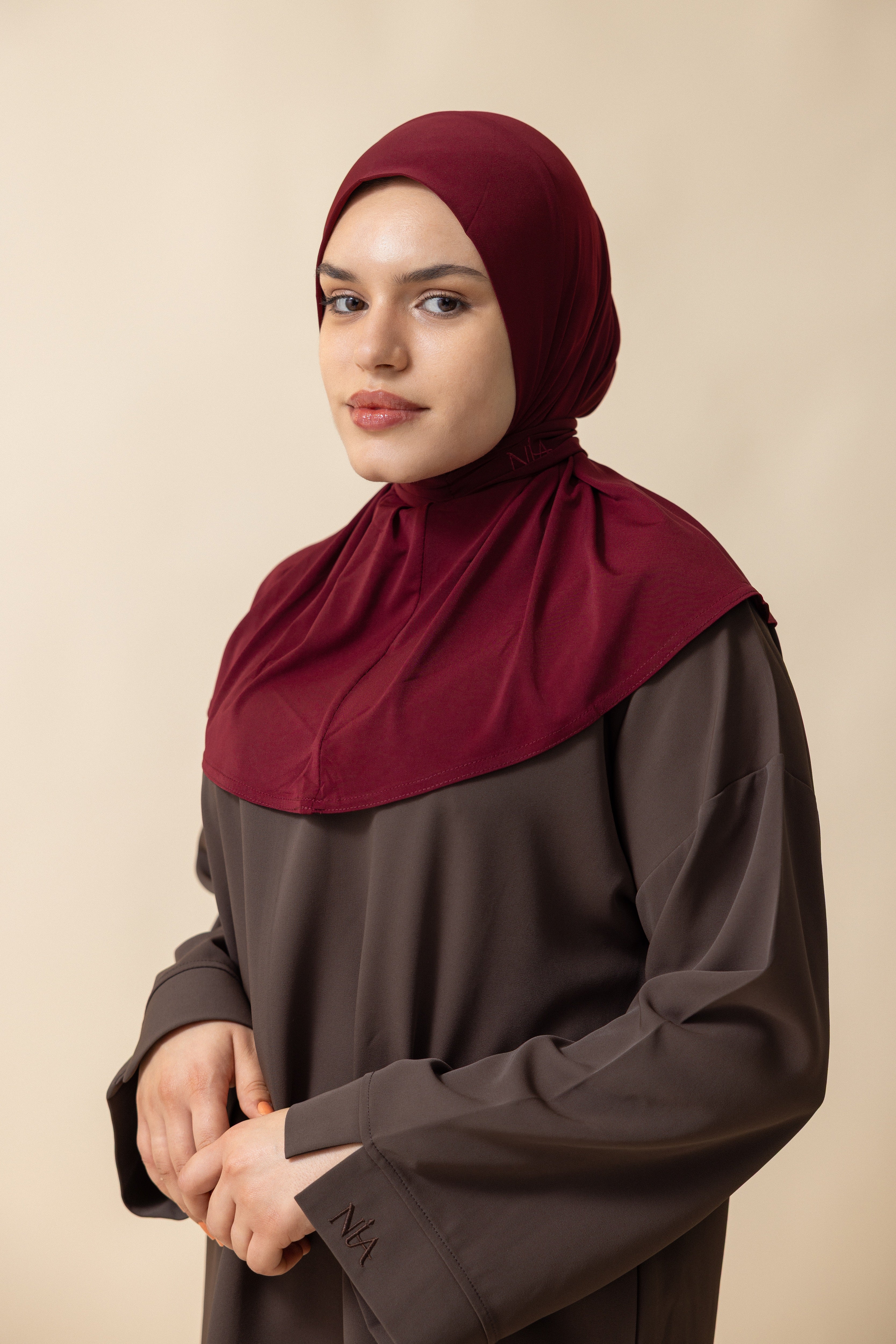 Premium Jersey Instant Hijab – Wine Red
